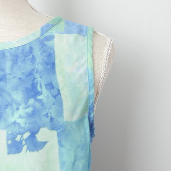 Vintage Y2K Nancy Bolen Light Blue Checkerboard Pattern Patchwork Tank Small - Picture 5 of 9